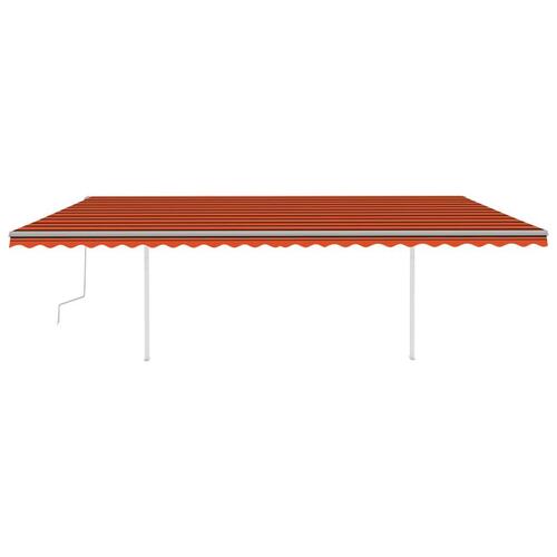 Markise m. LED-lys 6x3 m manuel betjening orange og brun