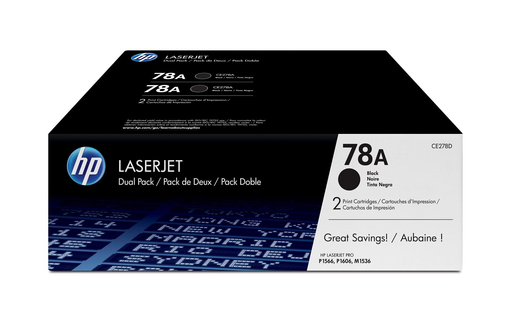 Toner til laserprinter HP 78A sort - 2-pak (original)