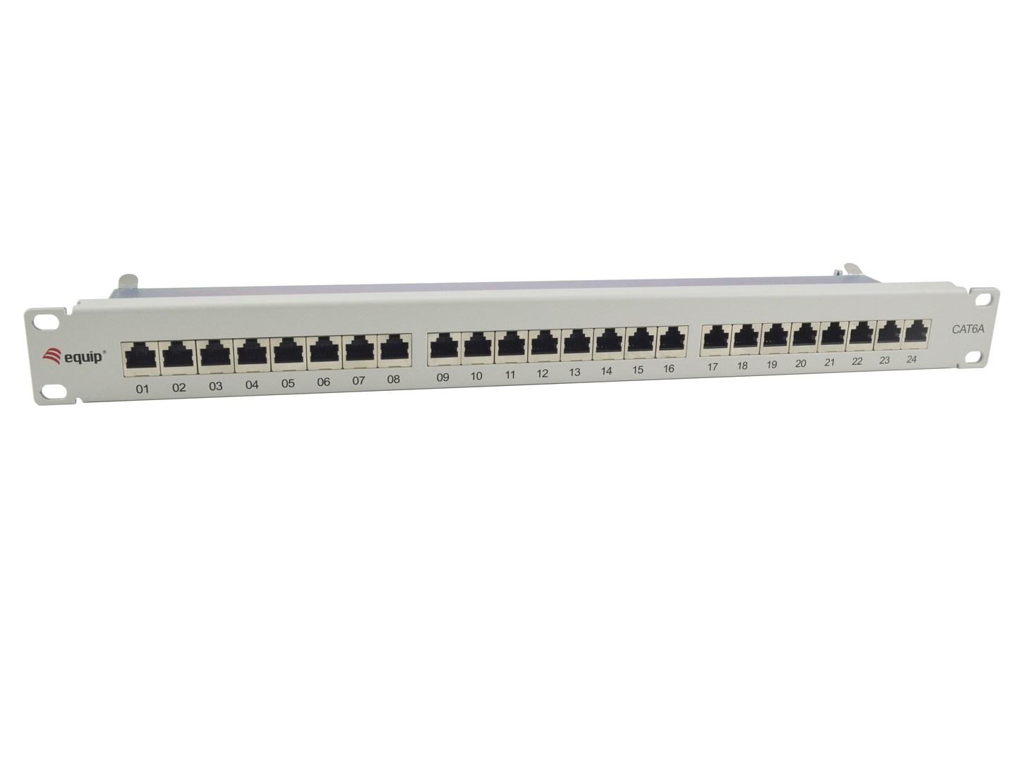 Patchpanel 24-port Cat6a afskærmet – EQUIP, lysegrå billede