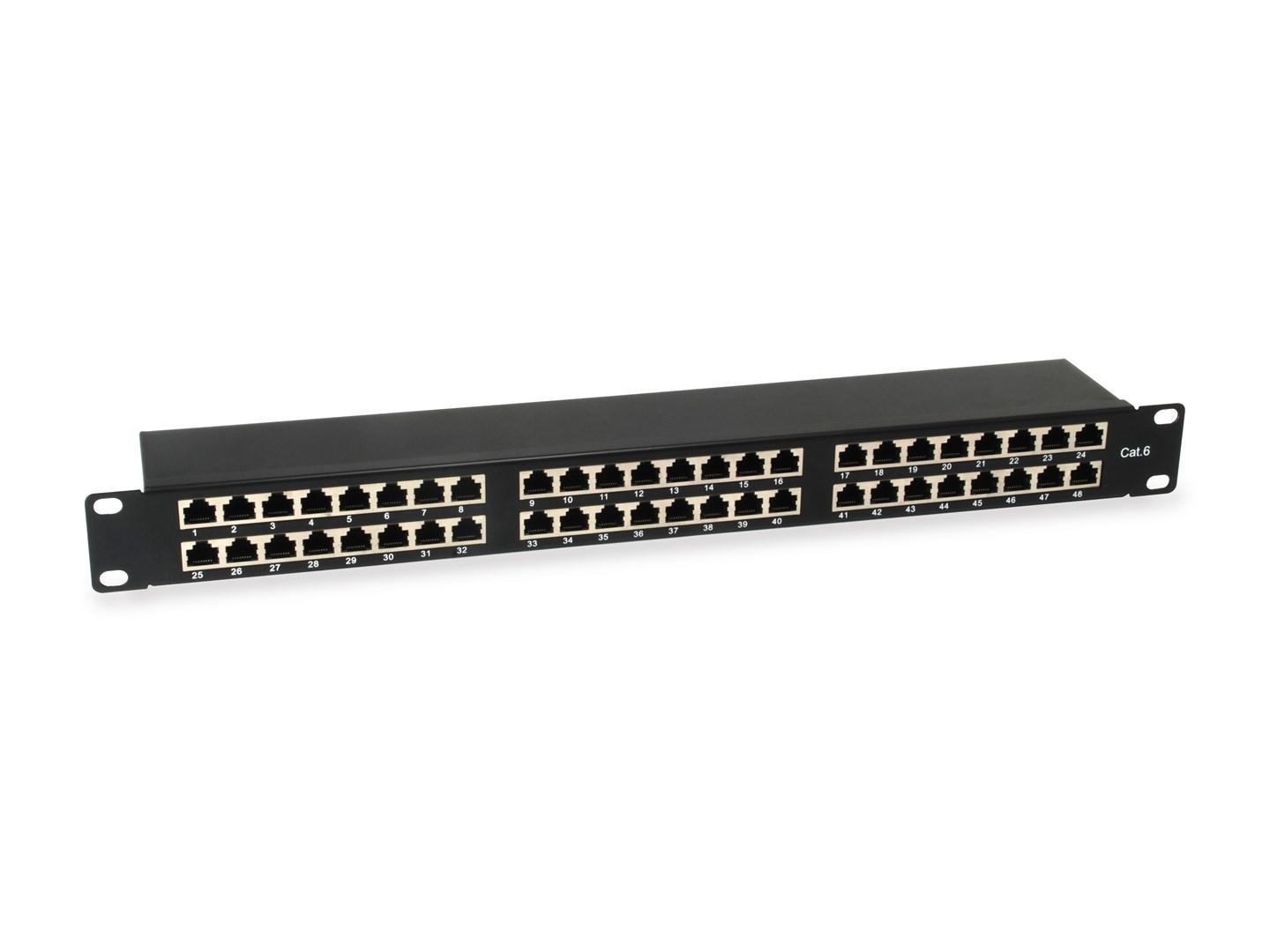 Patchpanel 48-port Cat.6 skærmet – EQUIP, sort billede
