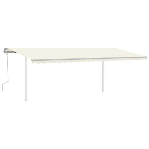 Markise m. stolper 6x3,5 m automatisk betjening cremefarvet