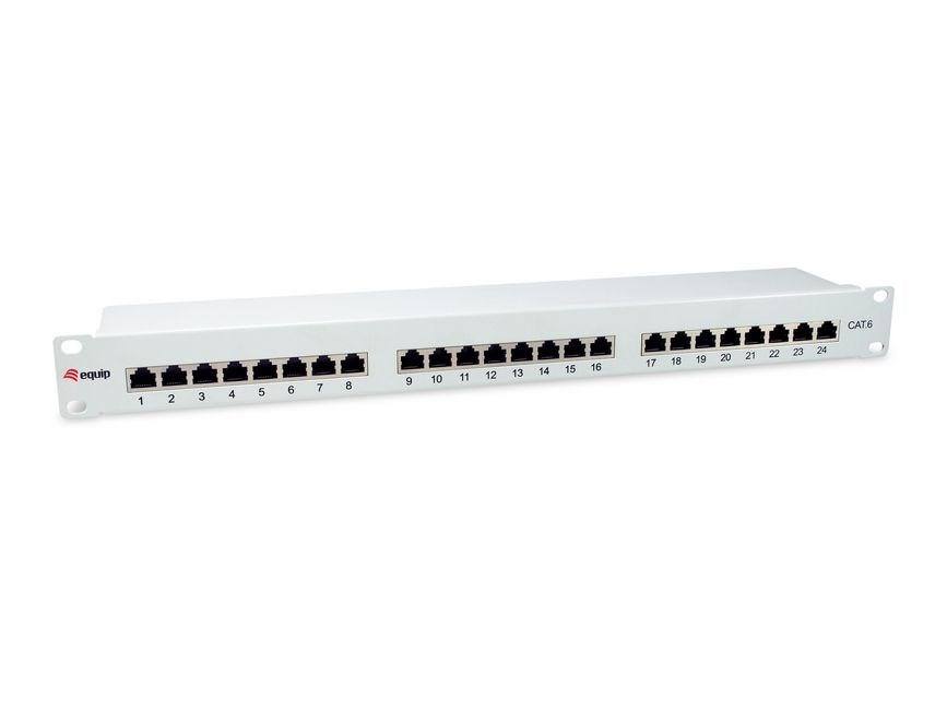 Patchpanel kat.6 24-porte – Equip, skærmet, lysegrå, 1U billede