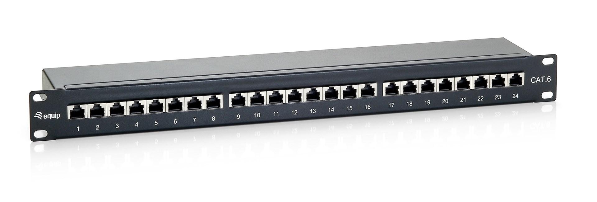 Patchpanel Cat6 24-porte - EQUIP, skærmet, 1U, sort billede