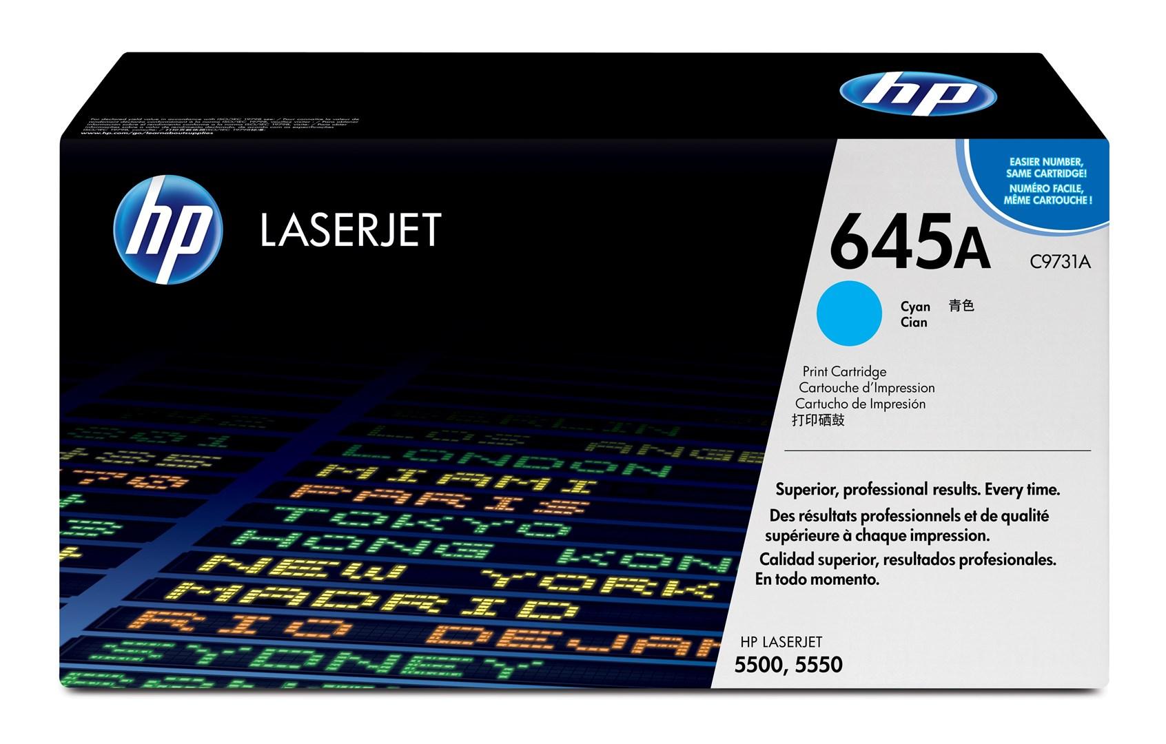 Toner til laserprinter HP 645A cyan - Original billede