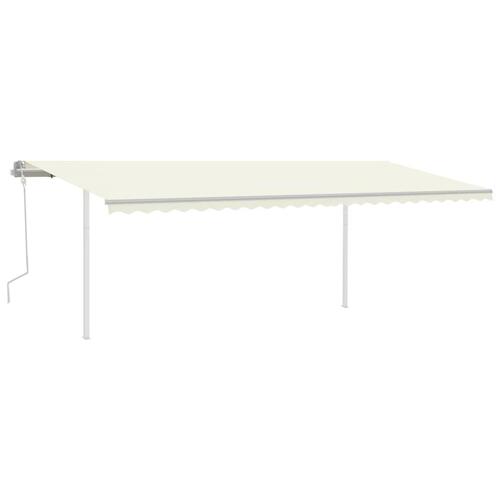 Markise m. LED-lys 6x3,5 m manuel betjening cremefarvet