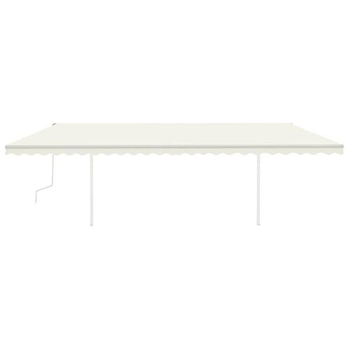 Markise m. LED-lys 6x3,5 m manuel betjening cremefarvet