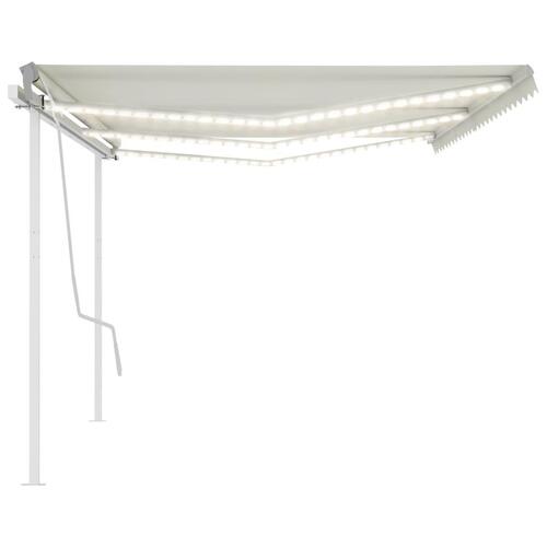 Markise m. LED-lys 6x3,5 m manuel betjening cremefarvet
