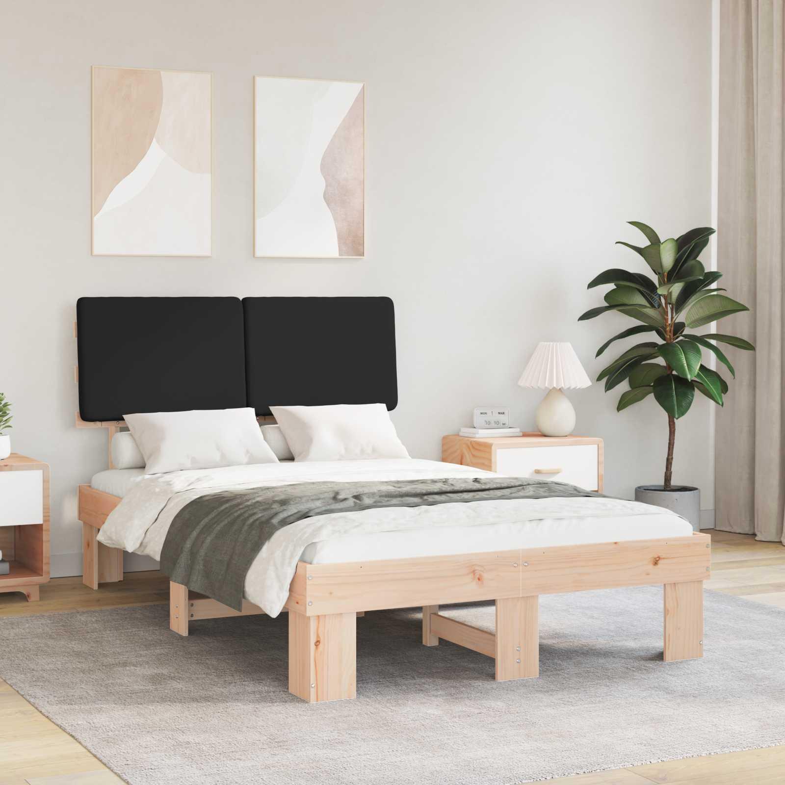 Sengestel med Polstret Hovedgavl Sort 120 x 200 cm billede