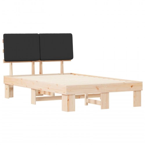 Sengestel med polstret hovedgavl - sort, 120 x 200 cm