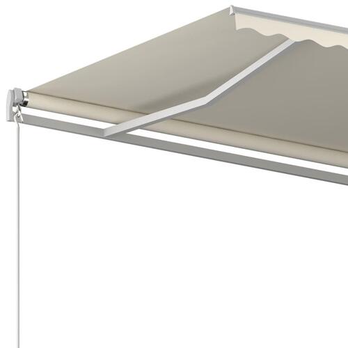 Foldemarkise med stolper 6x3,5 m automatisk cremefarvet