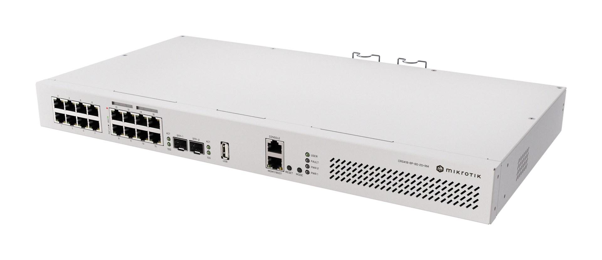 MikroTik Cloud Router Switch CRS418-8P-8G-2S+RM - Switch - L3 - Administreret - 17 x 10/100/1000 + 2 x SFP+ - monterbar på stativ - PoE - AC
