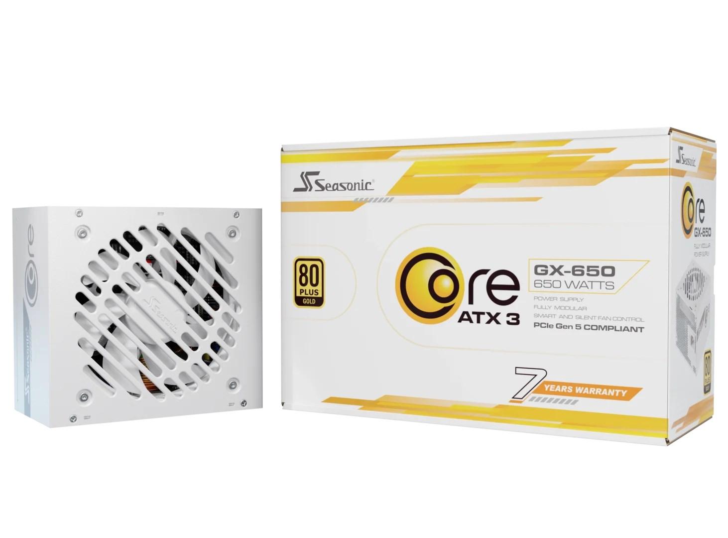 Strømforsyning til PC – Seasonic Core GX-650, 650 W, ATX, hvid billede