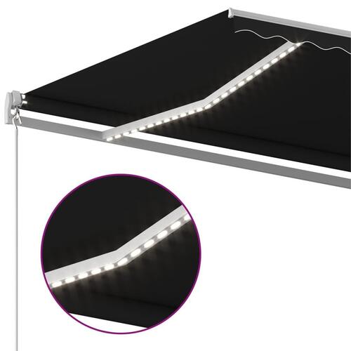 Markise m. LED + vindsensor 6x3,5 m automatisk antracitgrå