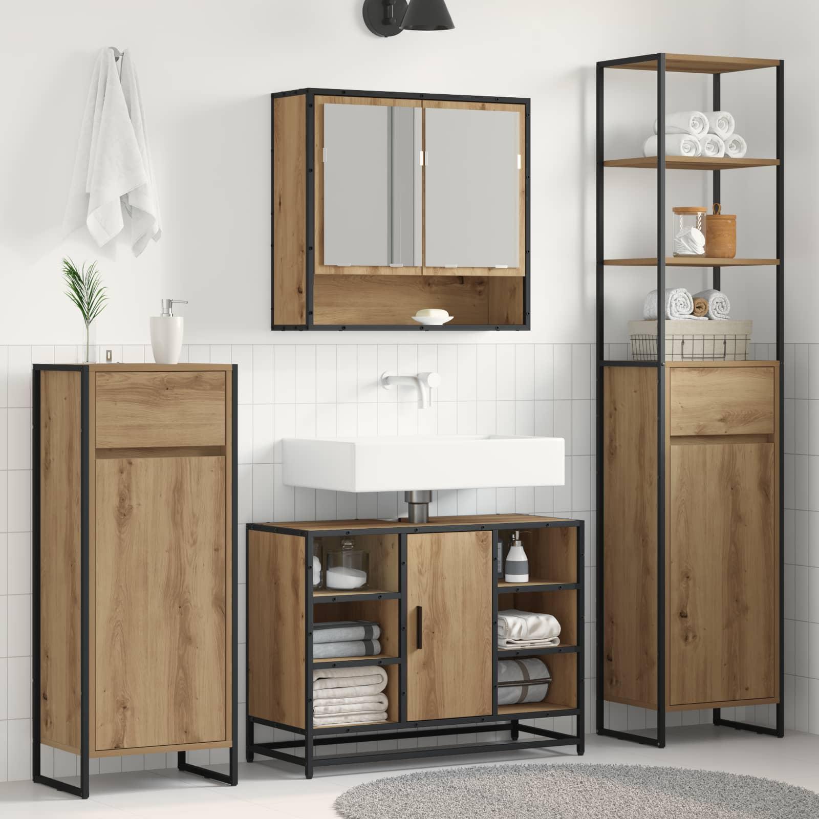 Badeværelsesskab Artisan eg 40 x 30 x 100 cm Konstrueret træ billede