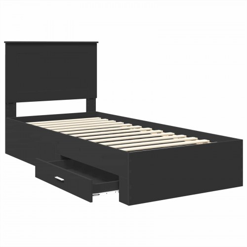Sengestel med opbevaring 75 x 190 cm - sort/sølv