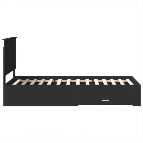 Sengestel med opbevaring 75 x 190 cm - sort/sølv