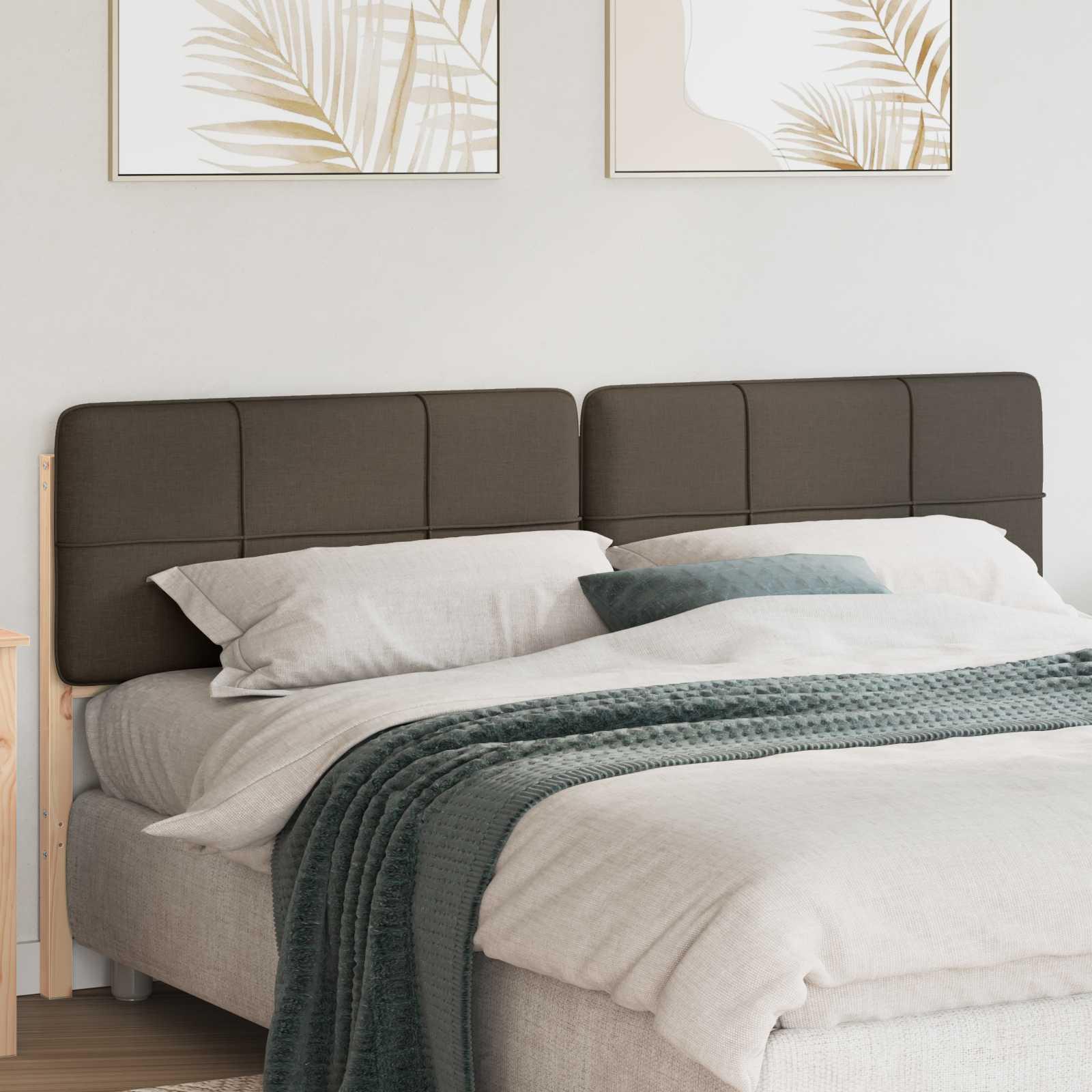 Polstret sengegavl Brun og Taupe 180 cm Massiv fyrretræ billede