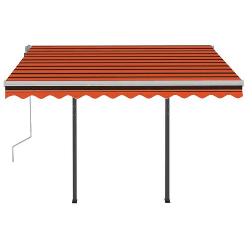 Markise med stolper 3x2,5 m manuel betjening orange og brun