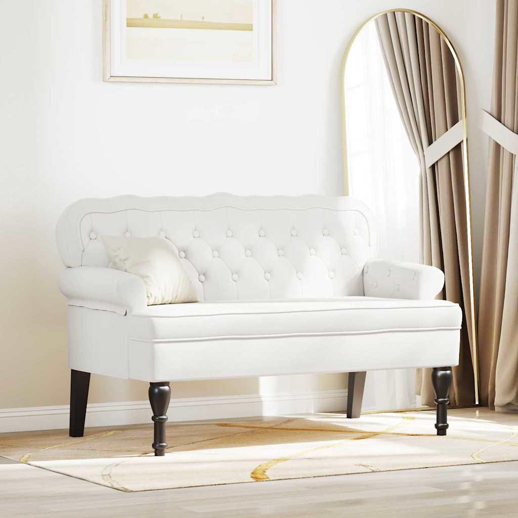 Chesterfield bænk Hvid 119.5 x 64.5 x 75 cm Faux læder billede