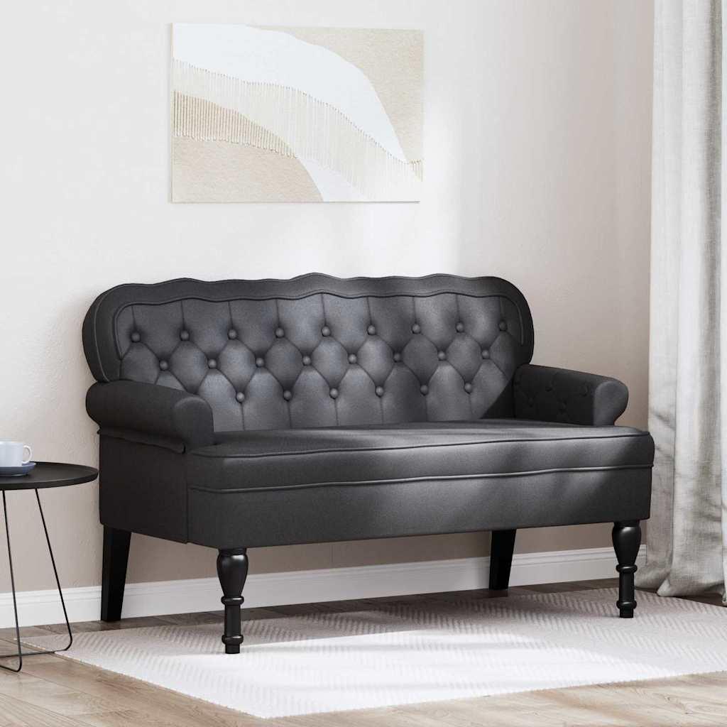 Chesterfield bænk Sort 119.5 x 64.5 x 75 cm Faux læder billede