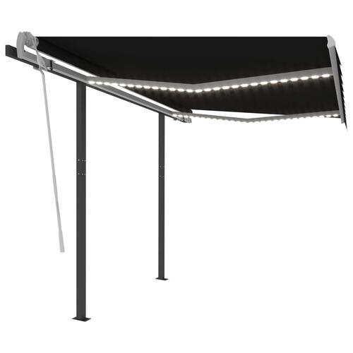 Markise m. LED-lys 300x250 cm manuel betjening antracitgrå