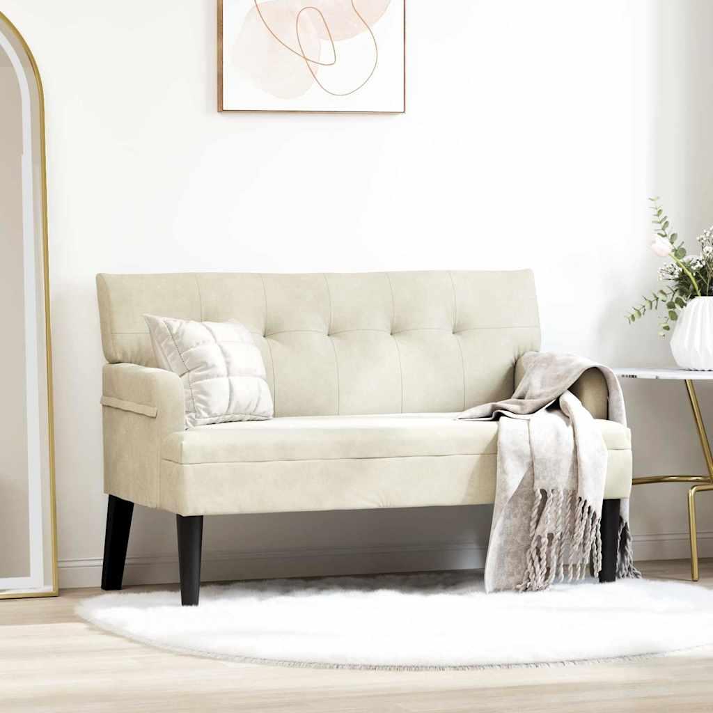 Chesterfield bænk Creme 112 x 65.5 x 75 cm Fløjl billede