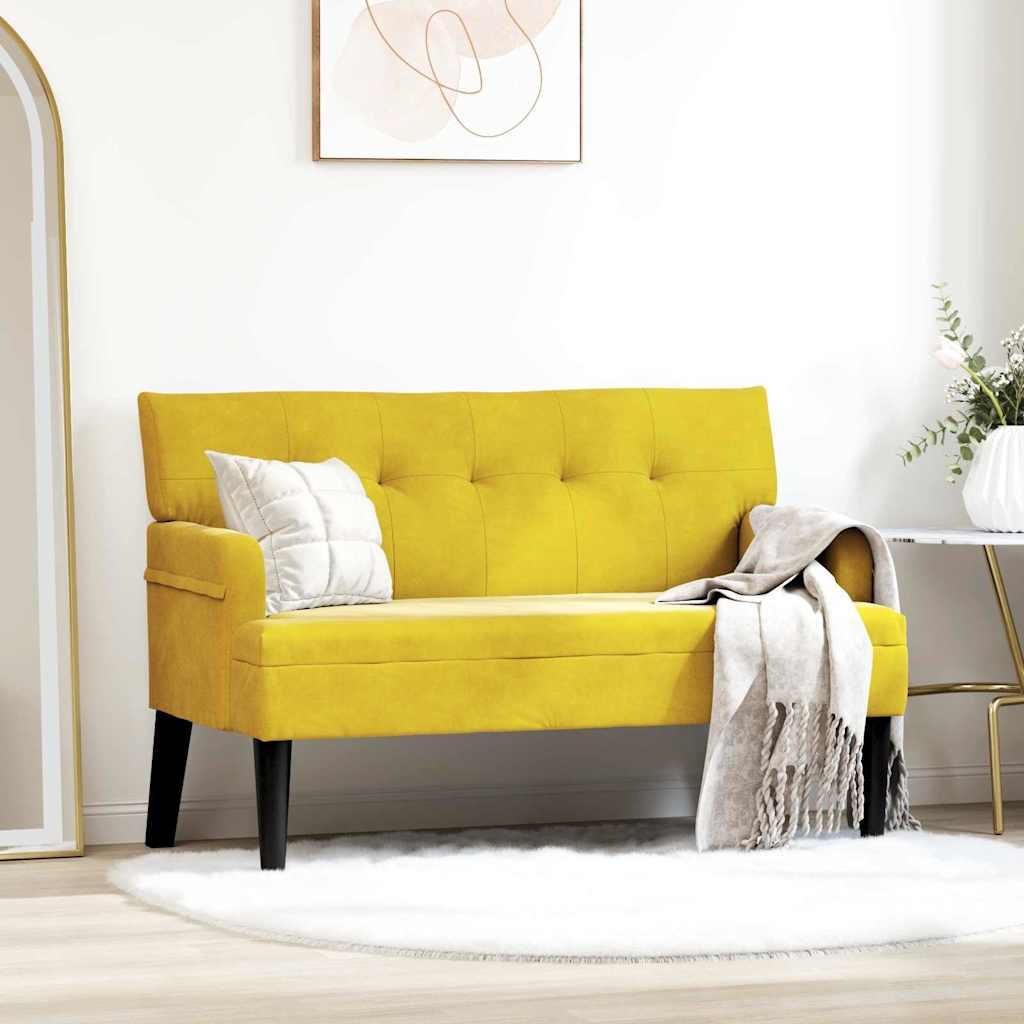 Chesterfield bænk Gul 112 x 65.5 x 75 cm Fløjl billede