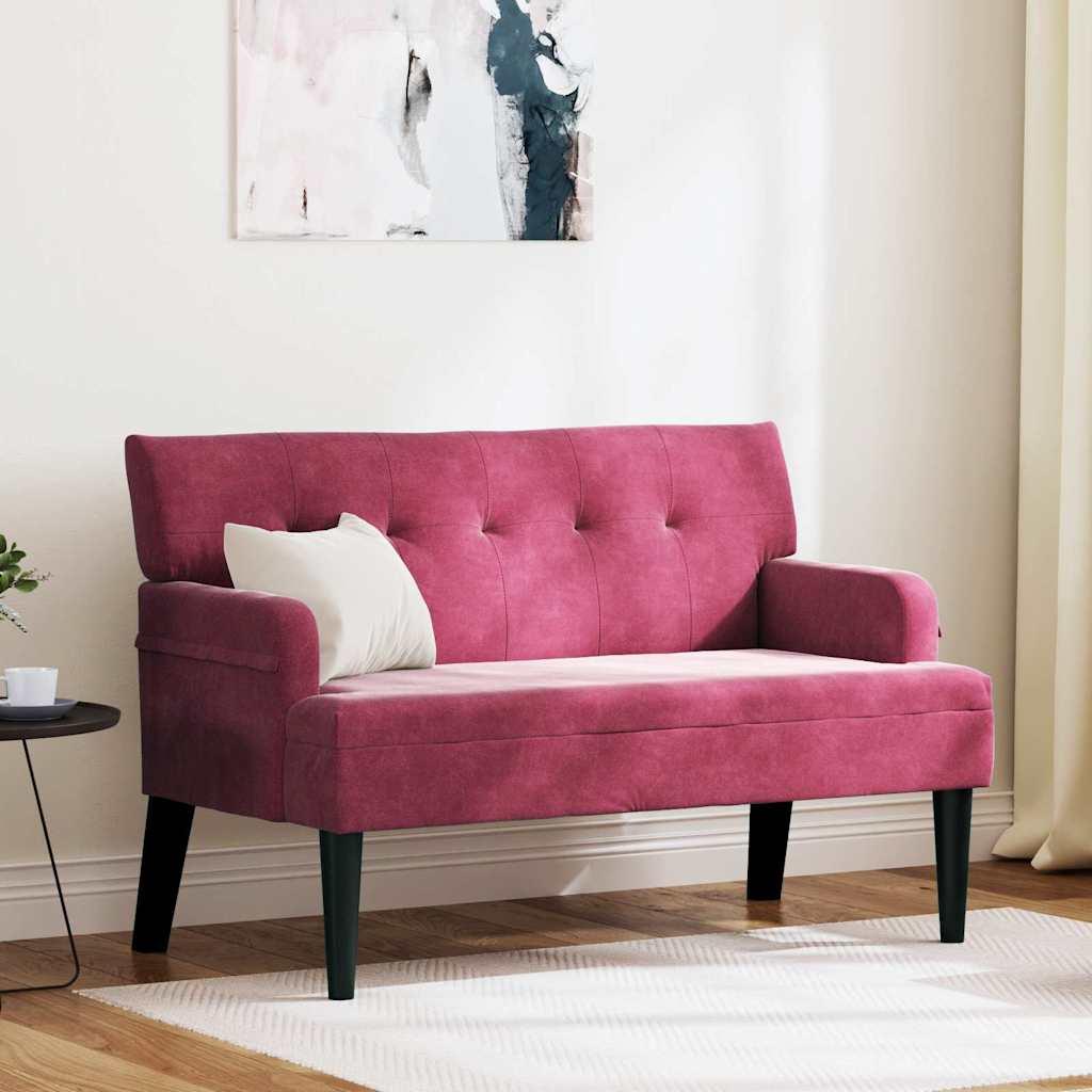 Chesterfield bænk Vinrød 112 x 65.5 x 75 cm Fløjl billede