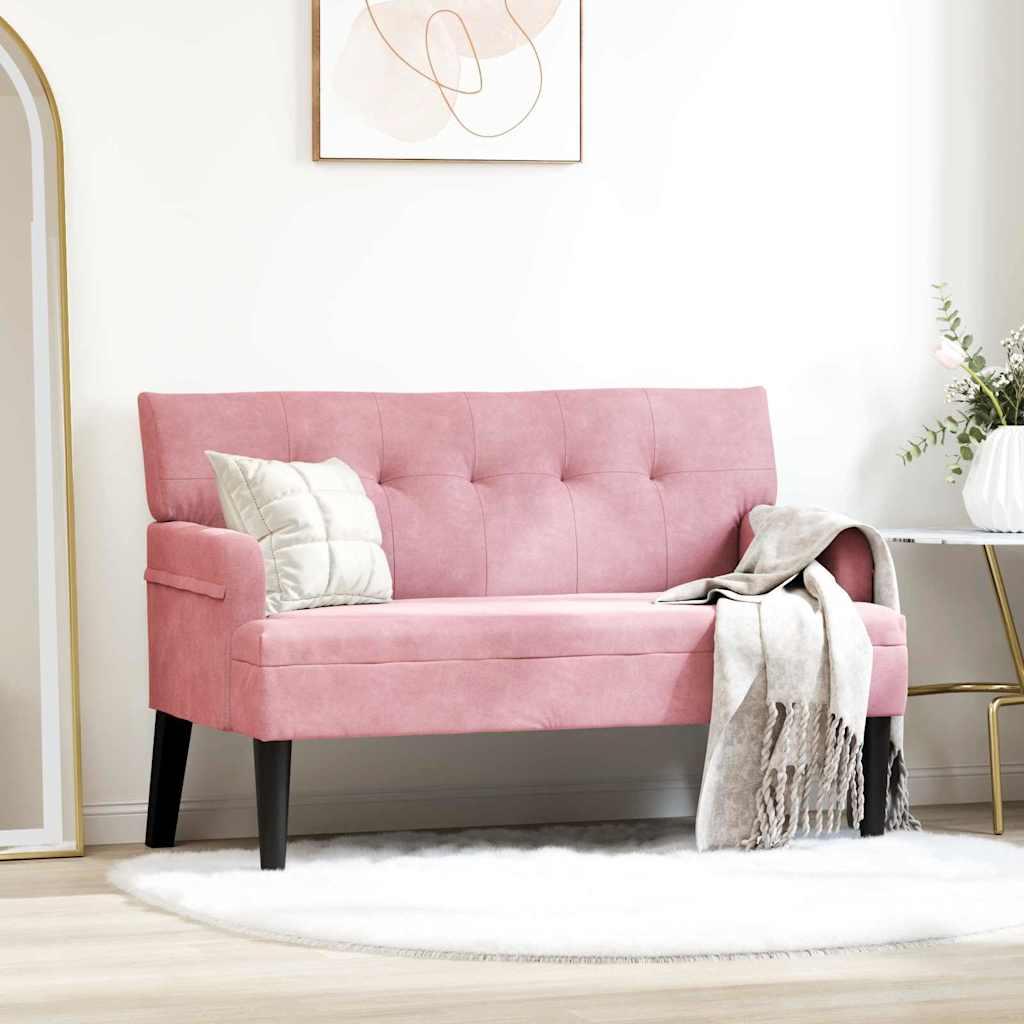Chesterfield bænk Lyserød 112 x 65.5 x 75 cm Fløjl billede
