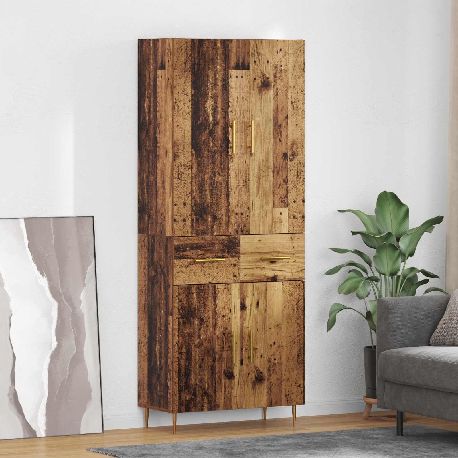 Highboard Gammelt træ 69,5 x 34 x 180 cm Konstrueret træ billede