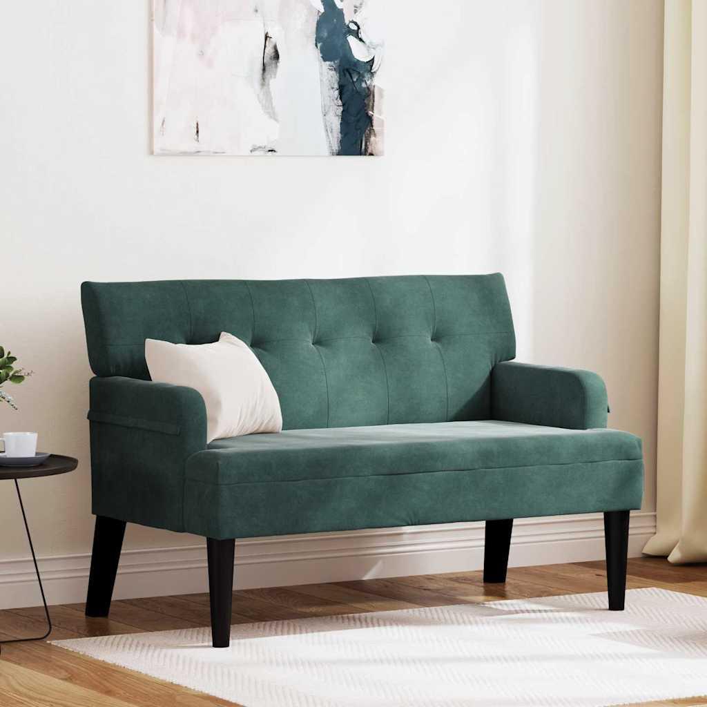 Chesterfield bænk Mørkegrøn 112 x 65.5 x 75 cm Fløjl billede