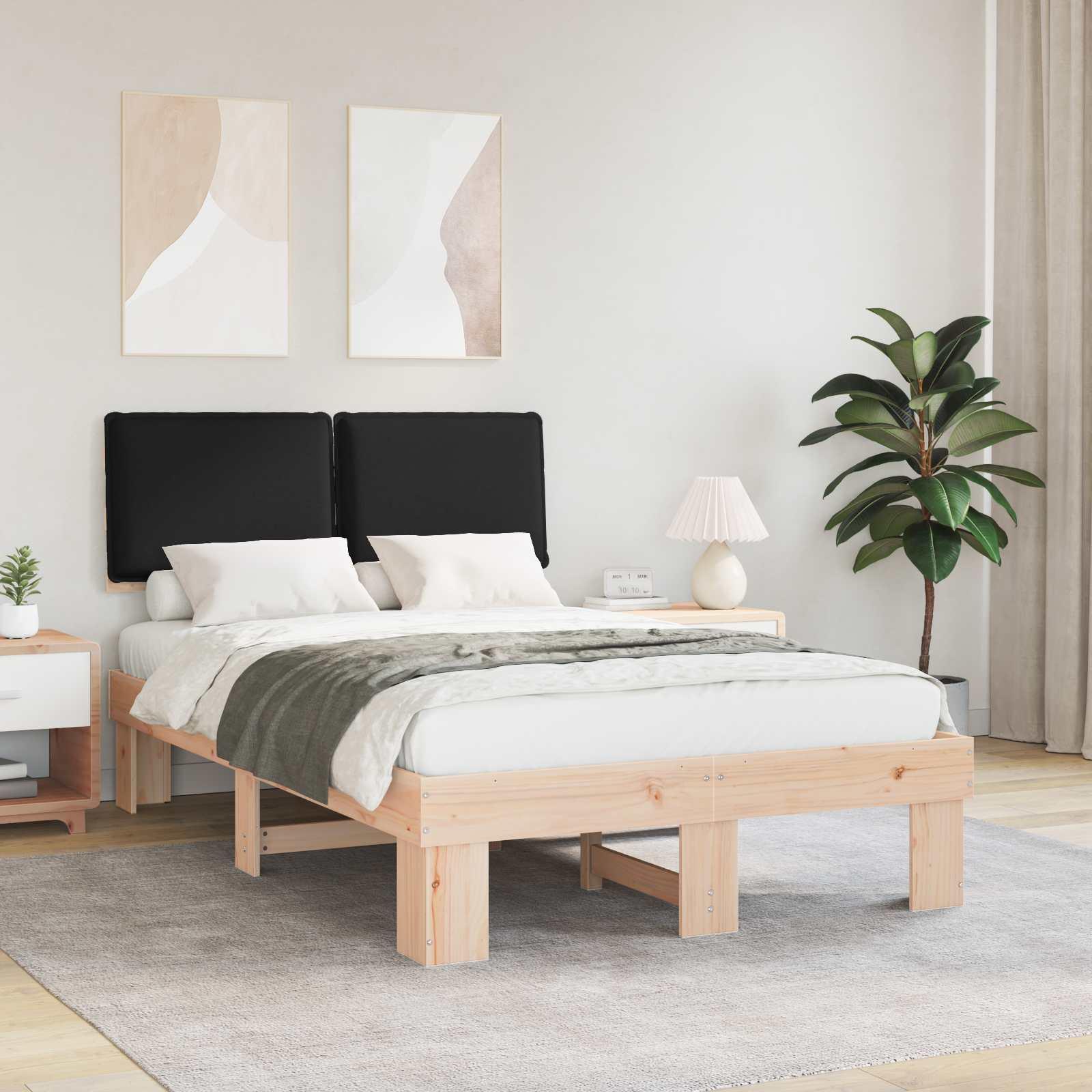 Sengestel med Polstret Hovedgavl Sort 120 x 190 cm billede
