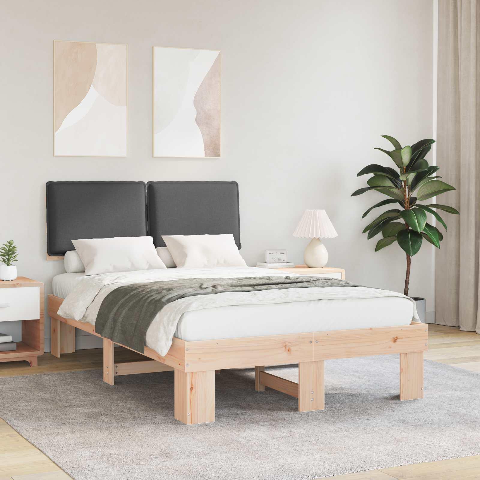 Sengestel med Polstret Hovedgavl Mørkegrå 120 x 190 cm billede