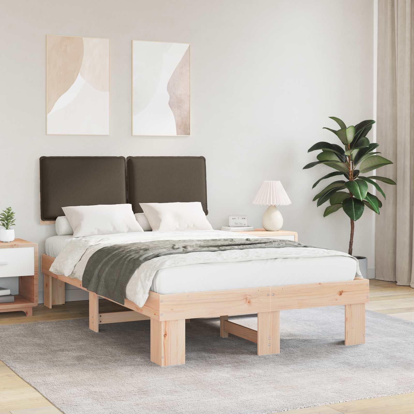 Sengestel med Polstret Hovedgavl Gråbrun 120 x 200 cm billede