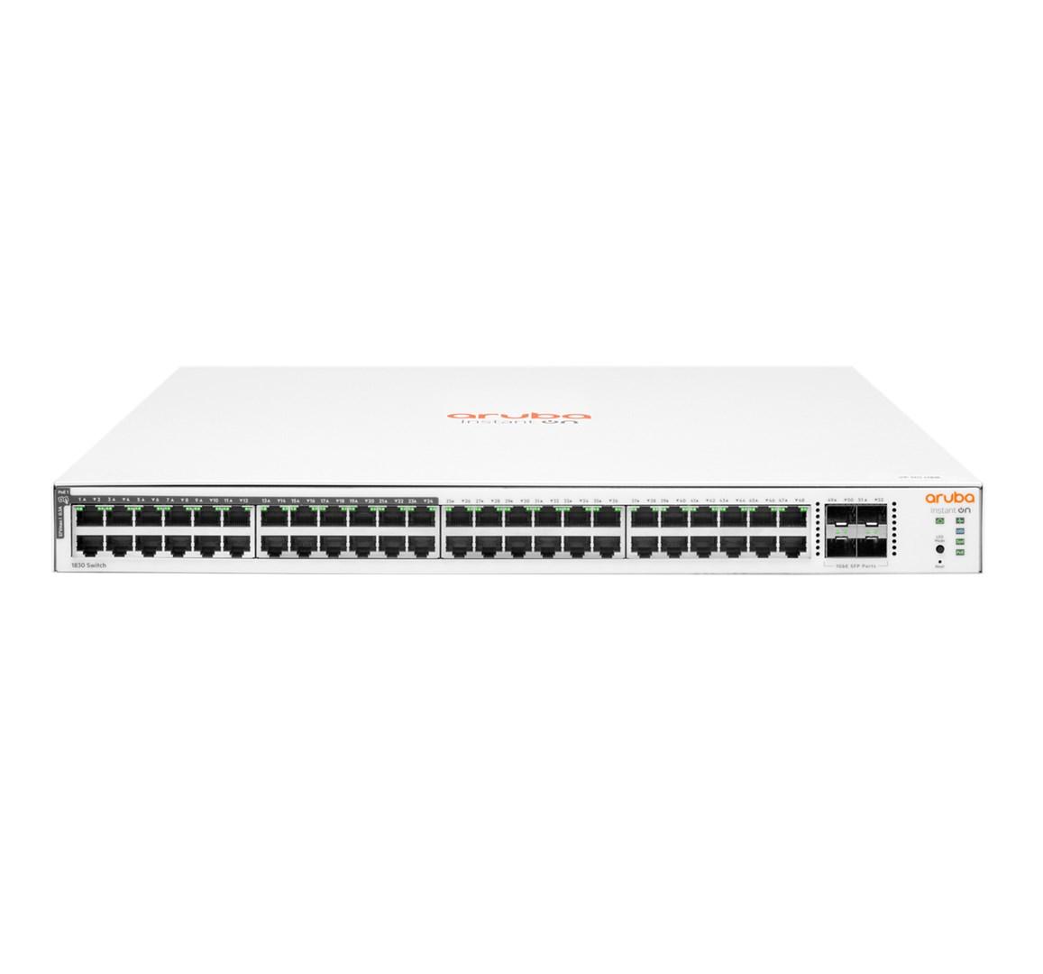 Netværksswitch HPE Aruba Instant On 1830 48G 24x Class4 PoE, 4x SFP, 370 W – Managed L2 Gigabit, 1U billede