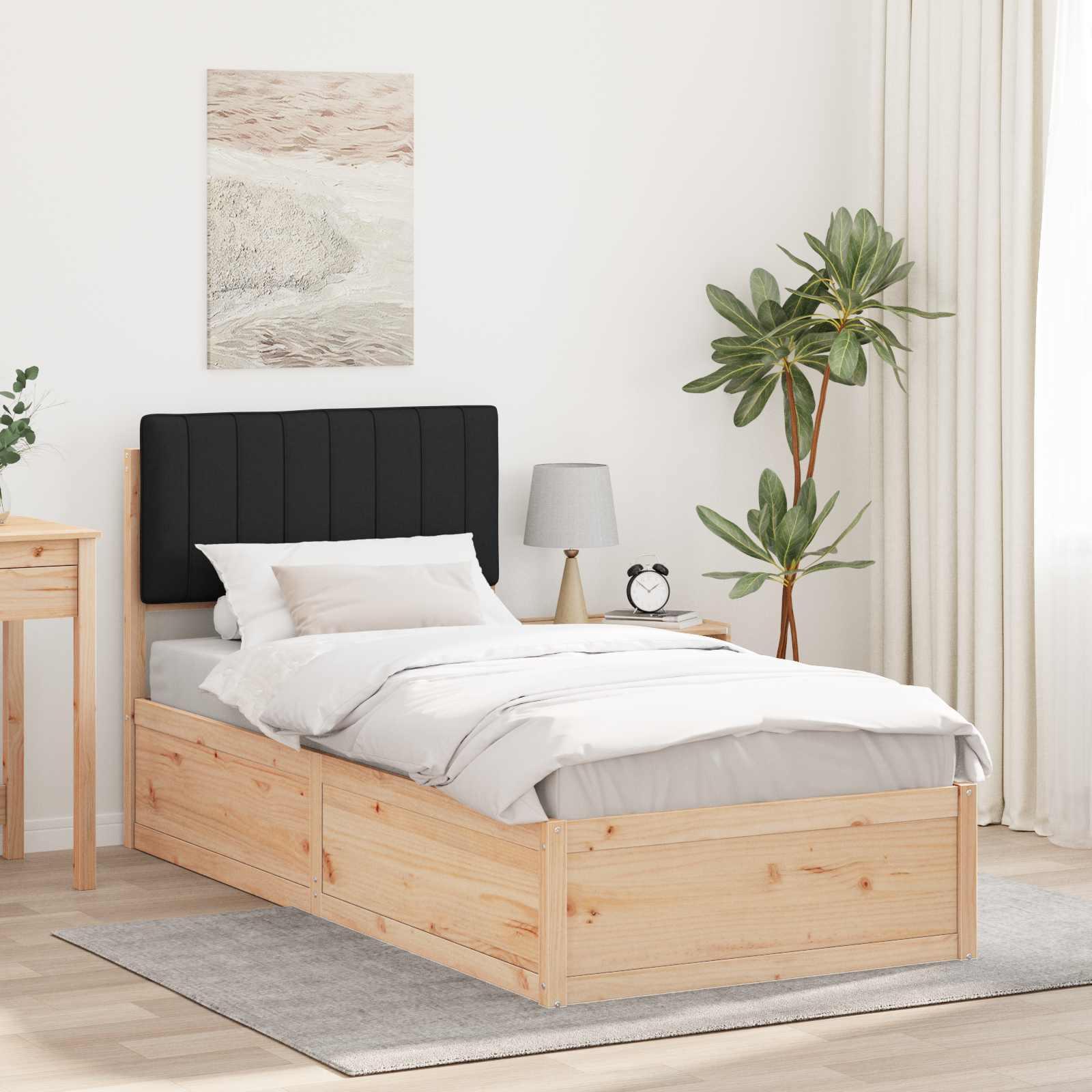Sengestel med Polstret Hovedgavl Sort 90 x 190 cm billede