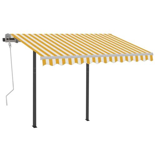 Markise m. LED-lys + vindsensor 3,5x2,5 m automatisk gul + hvid