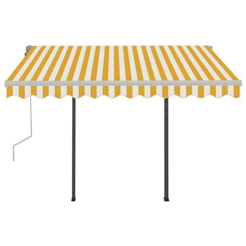 Markise m. LED-lys + vindsensor 3,5x2,5 m automatisk gul + hvid