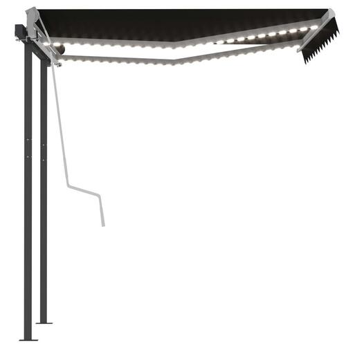 Markise m. LED-lys + vindsensor 3,5x2,5 m automatisk antracit