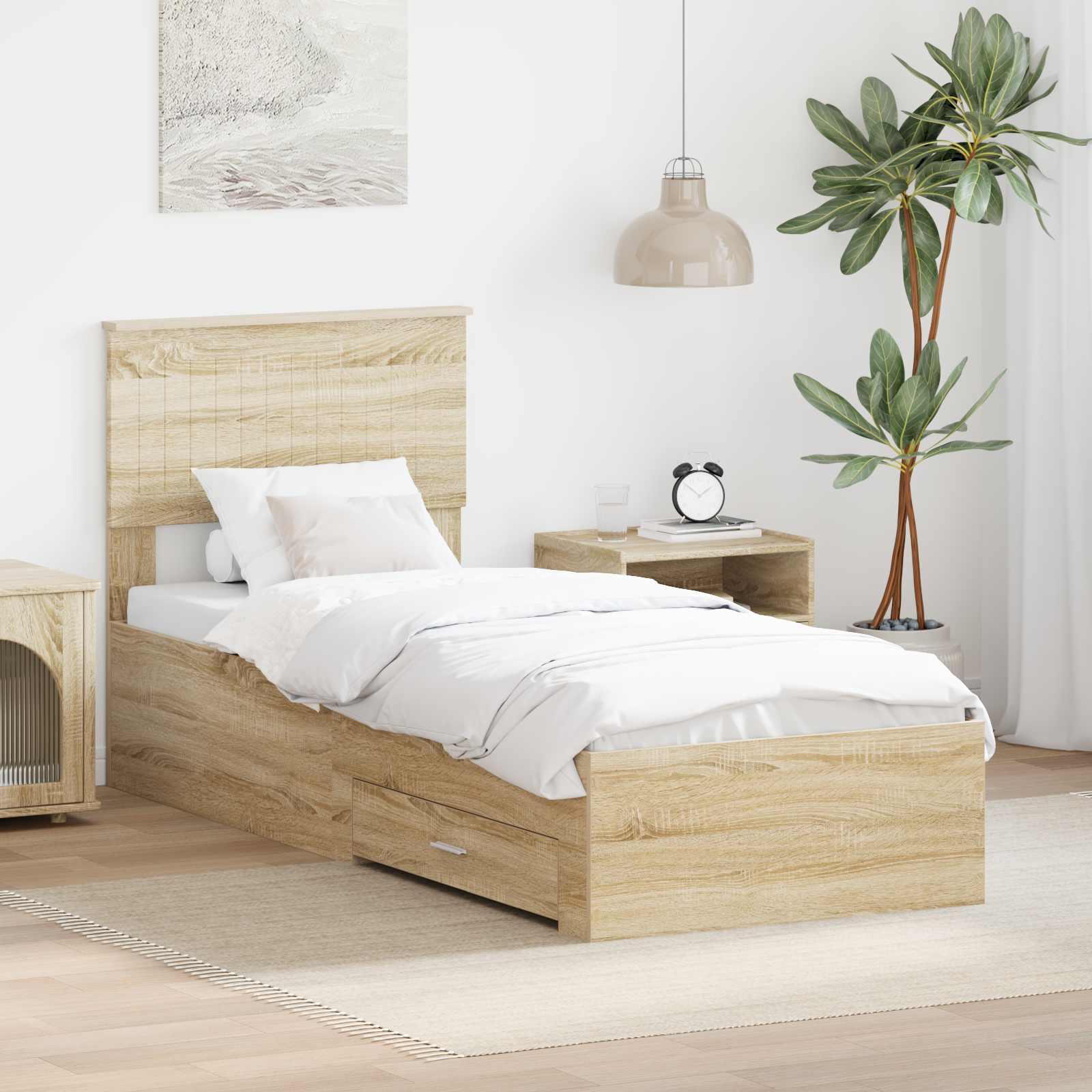 Sengestel Sonoma Eg og Sølv 75 x 190 cm Konstrueret træ billede