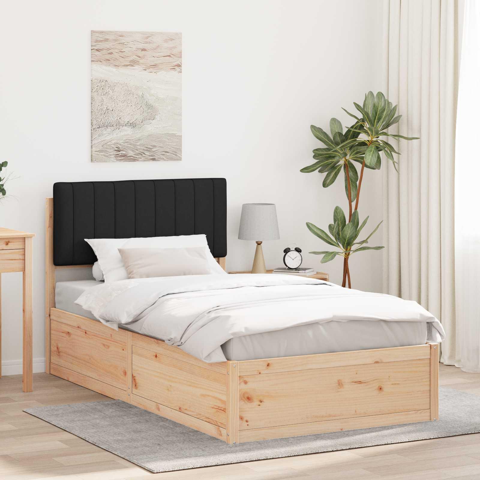 Sengestel med Polstret Hovedgavl Sort 100 x 200 cm billede
