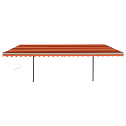 Markise med stolper 6x3 m manuel betjening orange og brun
