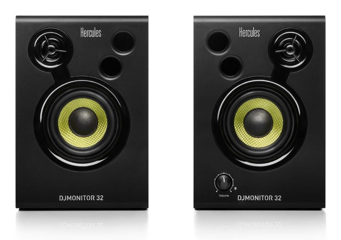 Hercules DJMonitor 32 sort højttalersæt med 15 W RMS, 2-vejs design og MDF-kabinet