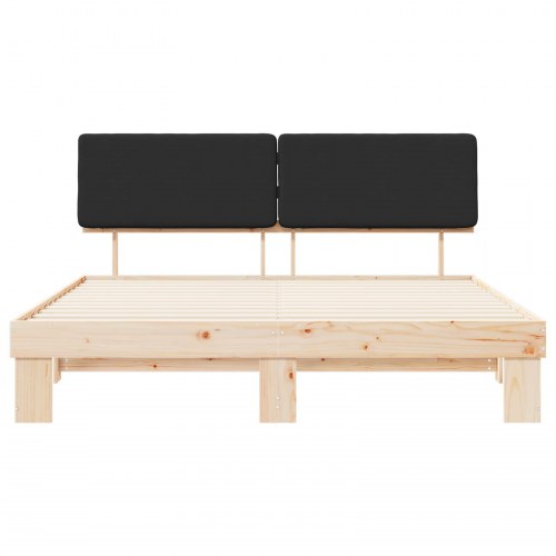Sengestel med polstret hovedgavl - sort 200 x 200 cm