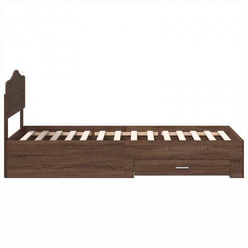 Sengestel med skuffe - brun eg 70 x 190 cm