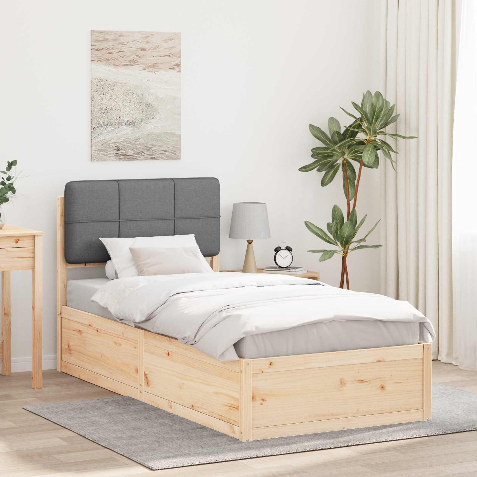 Sengestel med Polstret Hovedgavl Lysegrå 80 x 200 cm billede