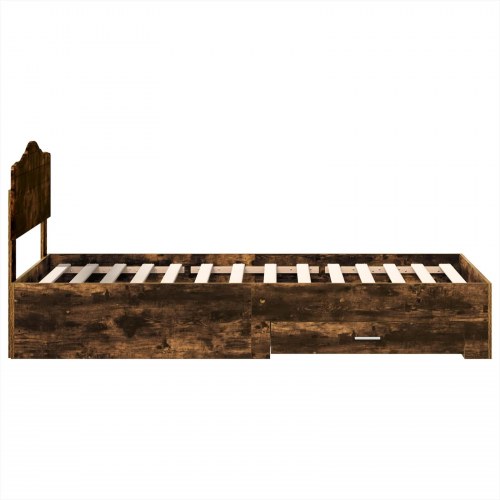Sengestel med skuffe - røget eg, 70 x 190 cm