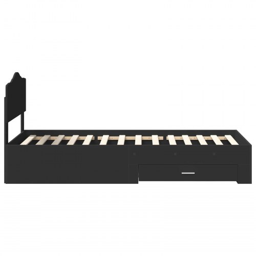Sengestel med skuffe - sort 70 x 190 cm