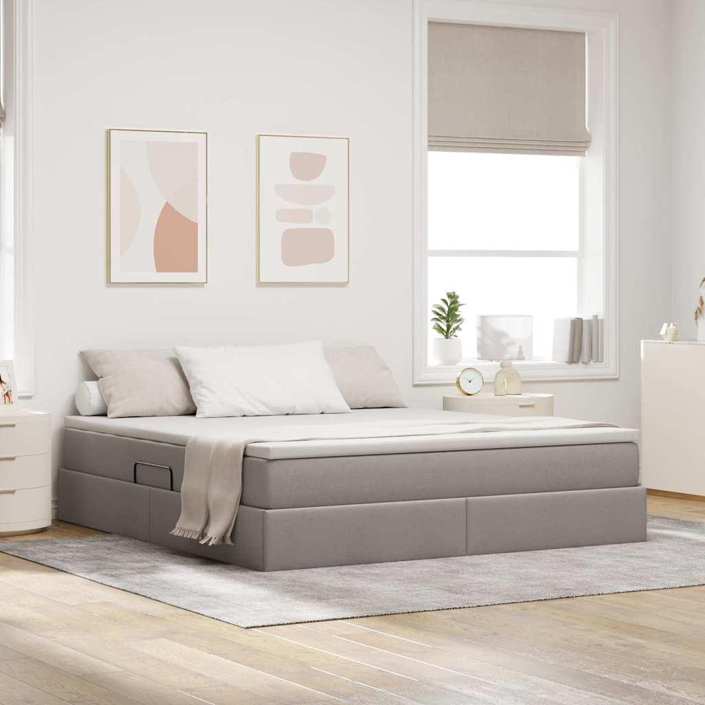 Seng med opbevaring og madras Gråbrun 180 x 200 cm Polyester billede