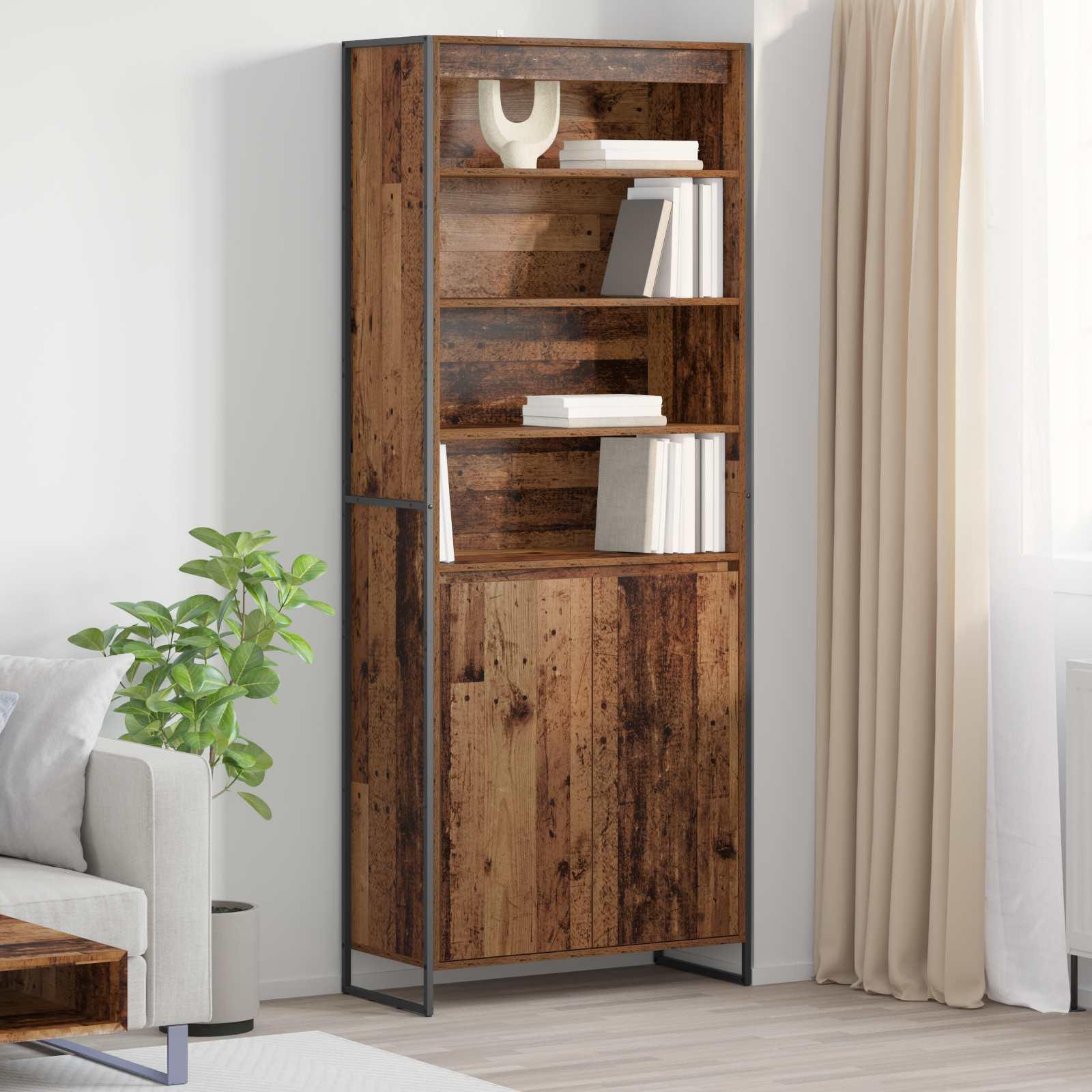 Høje Skabe 2 stk Gammelt træ 60 x 36 x 300 cm Konstrueret træ billede